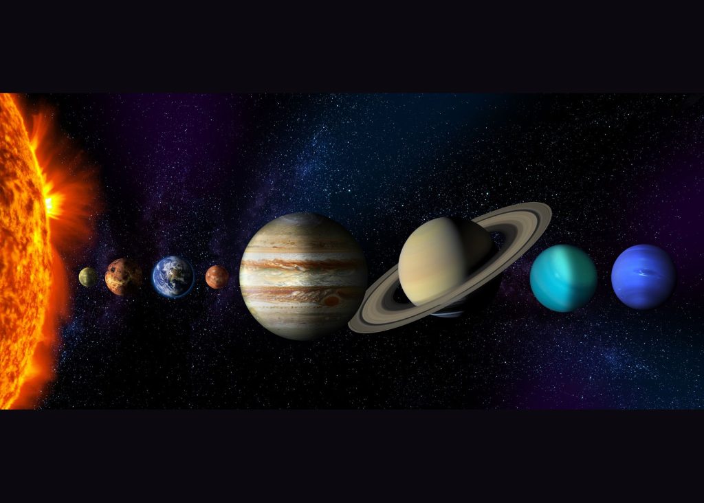 Vista de los planetas que comparten el espacio con la Tierra.